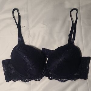 Rene Rofe Lace Underwire Bra Extreme Push Up in Navy Blue 34A